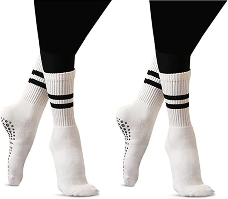 Flydo Store Pilates Grippy Socks with Grips for Women Yoga Non Slip Long Socks for Pure Barre, Ballet,Dance Workout 2-5 Pack - Image 1
